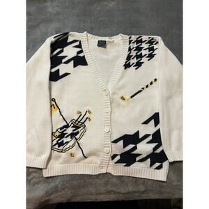 Vintage First Tee Women’s Golf Cardigan Large Geometric And Golf Bag